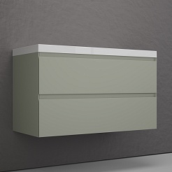 Style Line Тумба под раковину Манхэттен 100 Plus подвесная эмаль олива матовая – фотография-3